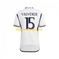 Camisola Real Madrid Federico Valverde 15 Homem Equipamento Primeiro 2023-2024 Manga Curta